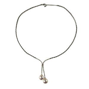 Vintage 18 Karat White Gold Akoya Pearl & Diamond Necklace JAGi Certified #13909